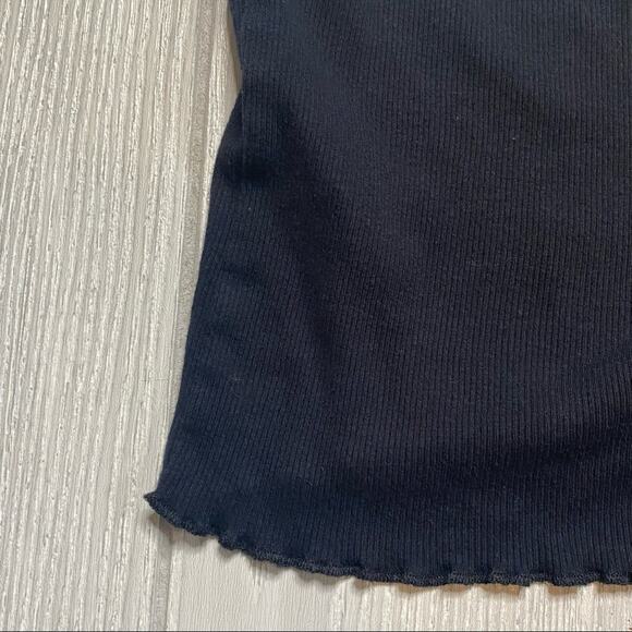 Topshop Women's Black Ribbed Spaghetti Strap Crop Top Size 0 - Picture 3 of 7